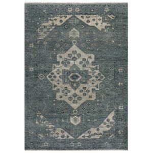 Alora Decor Abby 9' x 12' Traditional Blue/Blue Hand Knotted Area Rug