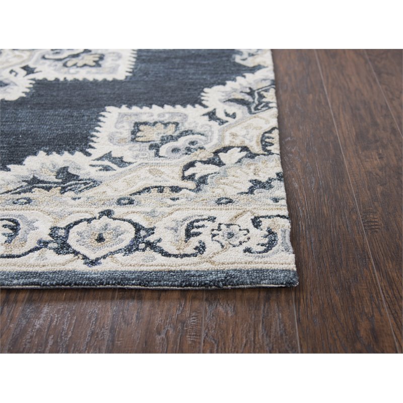 Alora Decor Cascade 5' x 8' Dk Blue/Natural/Gray/Tan Hand-Tufted Area Rug