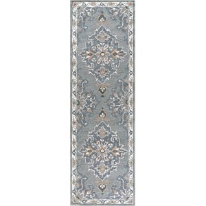 Alora Decor Cascade 2'6&quot x 8' Gray/Lt. Gray/Dk Beige/Blue Gray Area Rug