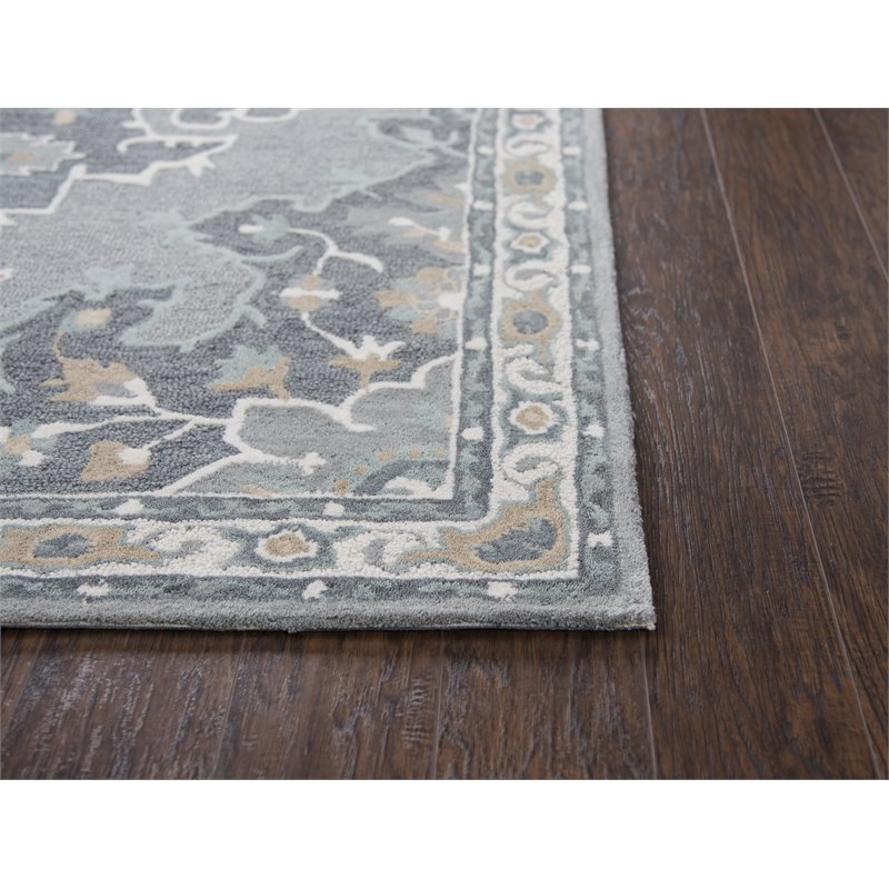 Alora Decor Cascade 5' x 8' Medallion Gray/Lt. Gray/Dk Beige/Blue Gray Area Rug