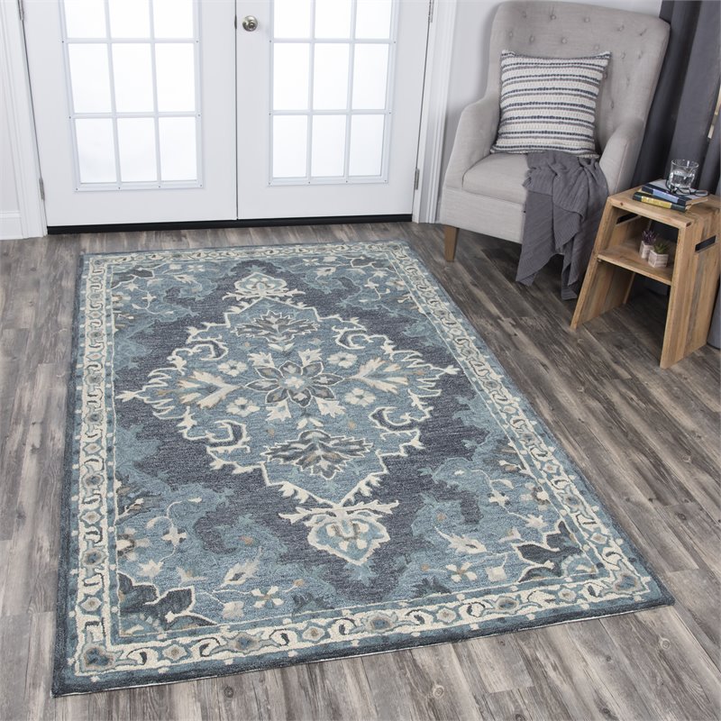 Alora Decor Cascade 5' x 8' Medallion Dk Gray/Blue Gray/Natural/Ivory Area Rug