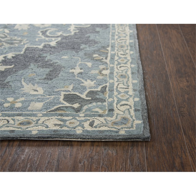 Alora Decor Cascade 5' x 8' Medallion Dk Gray/Blue Gray/Natural/Ivory Area Rug