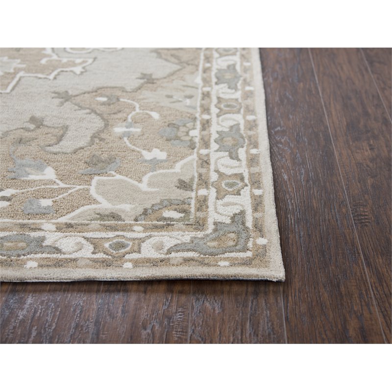 Alora Decor Cascade 5' x 8' Medallion Tan/Dk Tan/Taupe/Gray/Ivory Area Rug