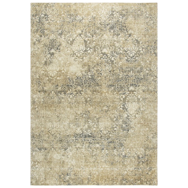 Alora Decor Euphoria 3' x 5' Damask Beige/Gray/Rust/Blue Hybrid Area Rug