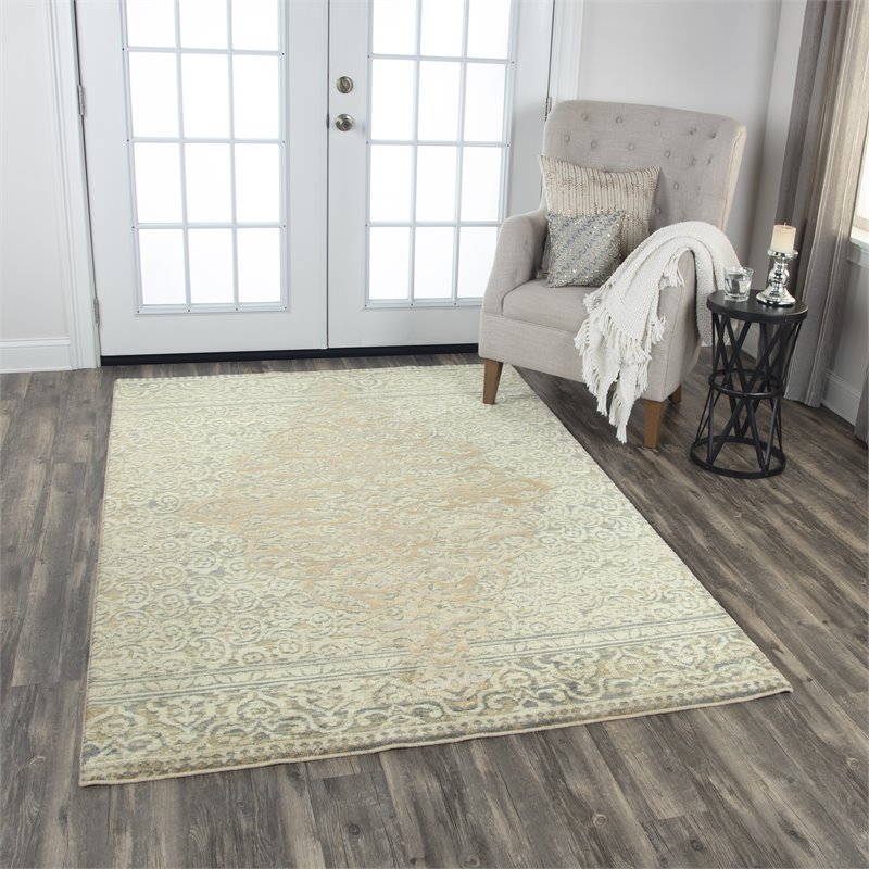 Alora Decor Essential 10' x 13' Medallion/Scroll Beige/Ivory Hybrid Area Rug