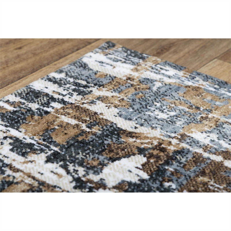 Alora Decor Elect 8' x 10' Brown/Blue/Brown Power-Loomed/Hybrid Area Rug