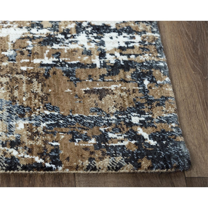 Alora Decor Elect 8' x 10' Brown/Blue/Brown Power-Loomed/Hybrid Area Rug
