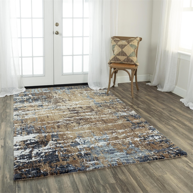 Alora Decor Elect 8' x 10' Brown/Blue/Brown Power-Loomed/Hybrid Area Rug