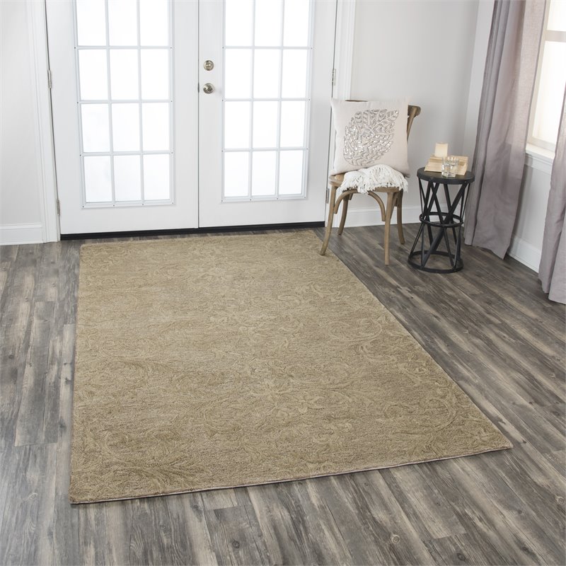 Alora Decor Emerson 5' x 8' Damask Brown/Gray/Rust/Blue Hand-Tufted Area Rug