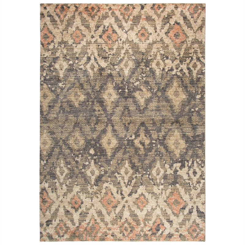 Alora Decor Euphoria 9' x 12' iKat/Geometric Brown/Gray/Rust/Blue Hybrid Rug