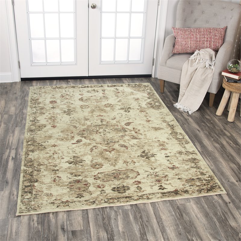 Alora Decor Euphoria 5' x 8' Medallion Distress Beige/Brown/Rust Hybrid Area Rug