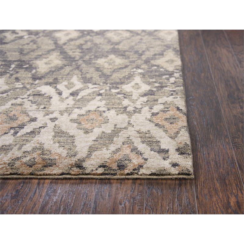 Alora Decor Euphoria 5' x 8' iKat/Geometric Brown/Gray/Rust/Blue Hybrid Area Rug