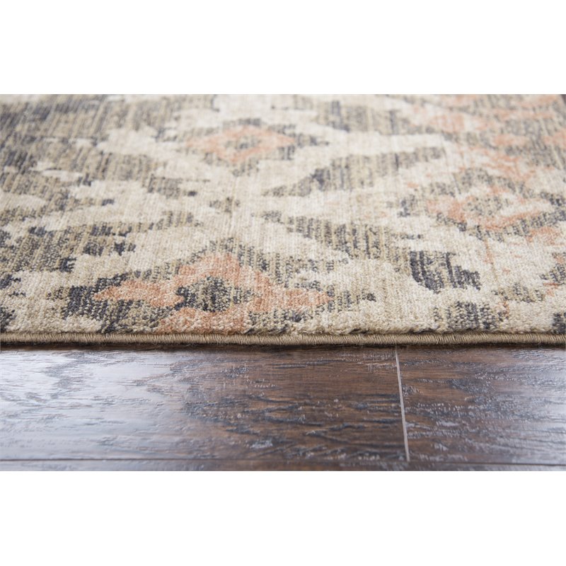 Alora Decor Euphoria 5' x 8' iKat/Geometric Brown/Gray/Rust/Blue Hybrid Area Rug