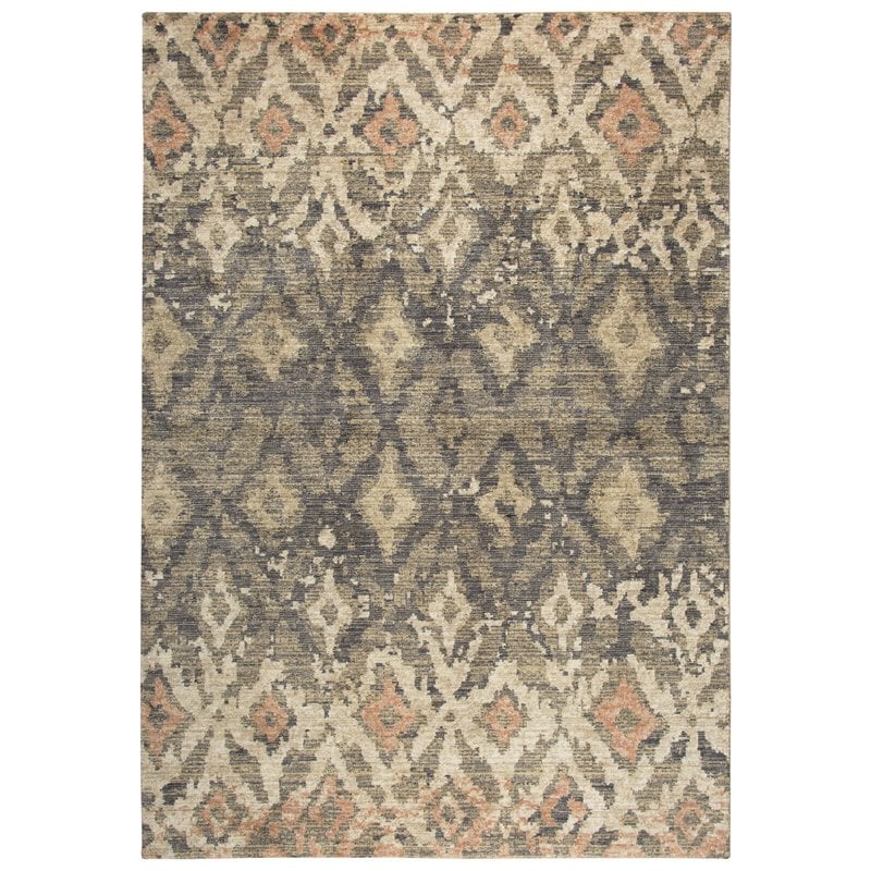 Alora Decor Euphoria 5' x 8' iKat/Geometric Brown/Gray/Rust/Blue Hybrid Area Rug
