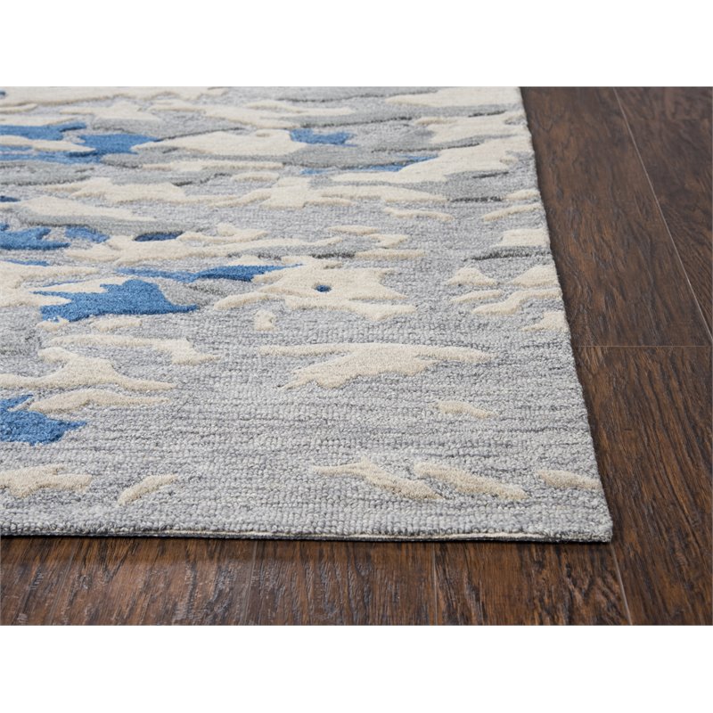 Alora Decor Flare 5' x 8' Abstract Blue/Dk Blue/Grey Hand-Tufted Area Rug