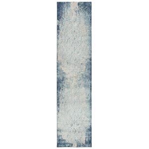 Alora Decor Glamour 2'7&quot x 9'6&quot Vine/Scroll Teal/Blue/Gray/Rust/Blue Area Rug