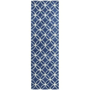 Alora Decor Holland 2'6&quot x 10' Geometric Blue/Ivory Hand-Tufted Area Rug