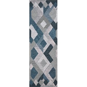 Alora Decor Geneva 2'6&quot x 8' Geometric Natural/Ivory Hand-Tufted Area Rug