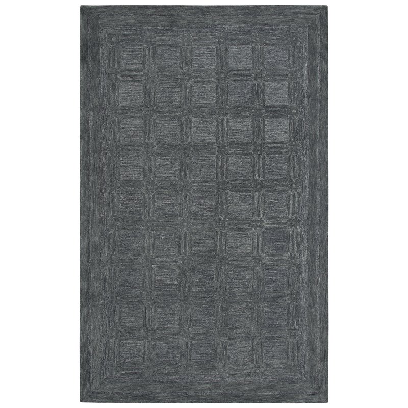 Alora Decor Emerson 5' x 8' Squares Dk. Grey/Gray/Rust/Blue Hand-Tufted Area Rug