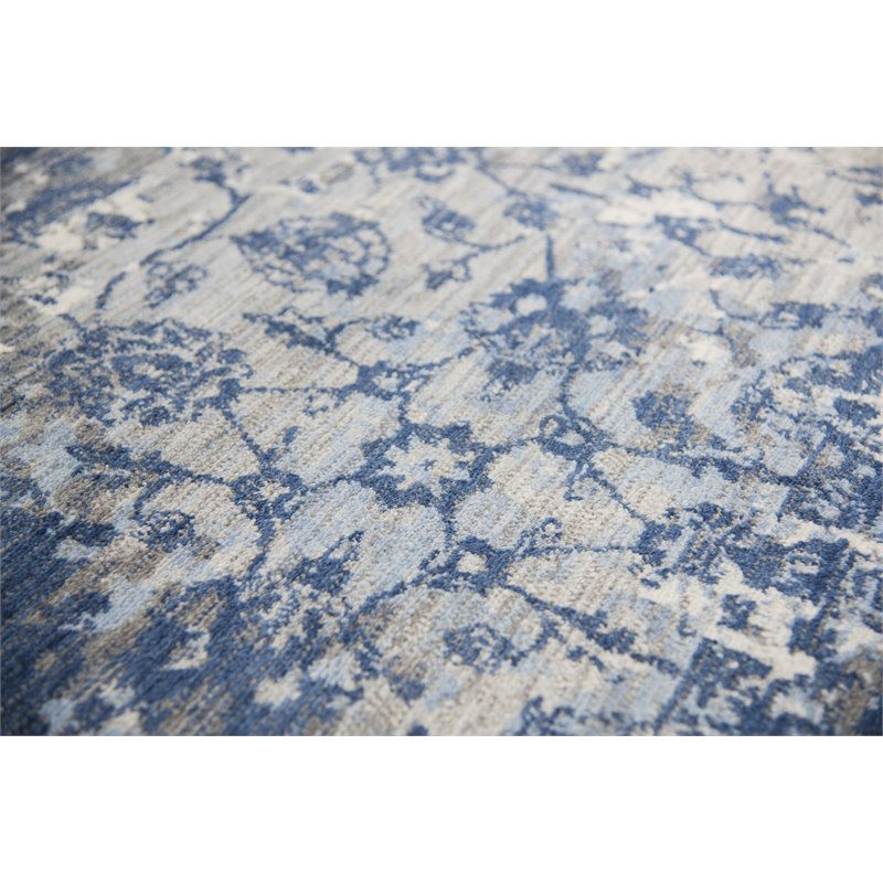 Alora Decor Euphoria 8' x 10' Floral Distress Lt. Gray/Gray/Rust/Blue Hybrid Rug