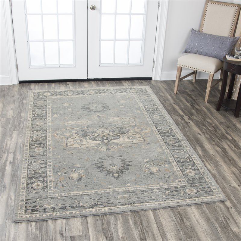 Alora Decor Euphoria 8' x 10' Distress Gray/Gray/Rust/Blue Hybrid Area Rug