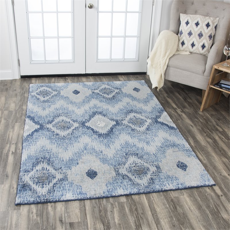 Alora Decor Euphoria 10' x 13' Chevron iKat Lt. Gray/Gray/Rust/Blue Hybrid Rug