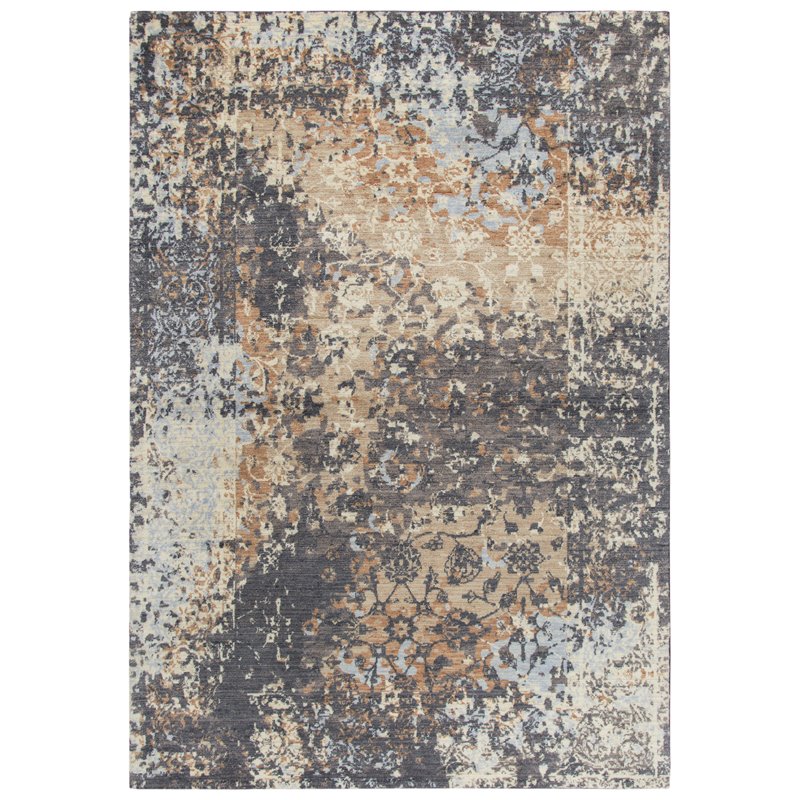 Alora Decor Euphoria 8' x 10' Floral Distress Gray/Gray/Rust/Blue Hybrid Rug