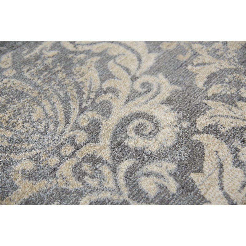 Alora Decor Euphoria 8' x 10' Damask Distress Gray/Gray/Rust/Blue Hybrid Rug