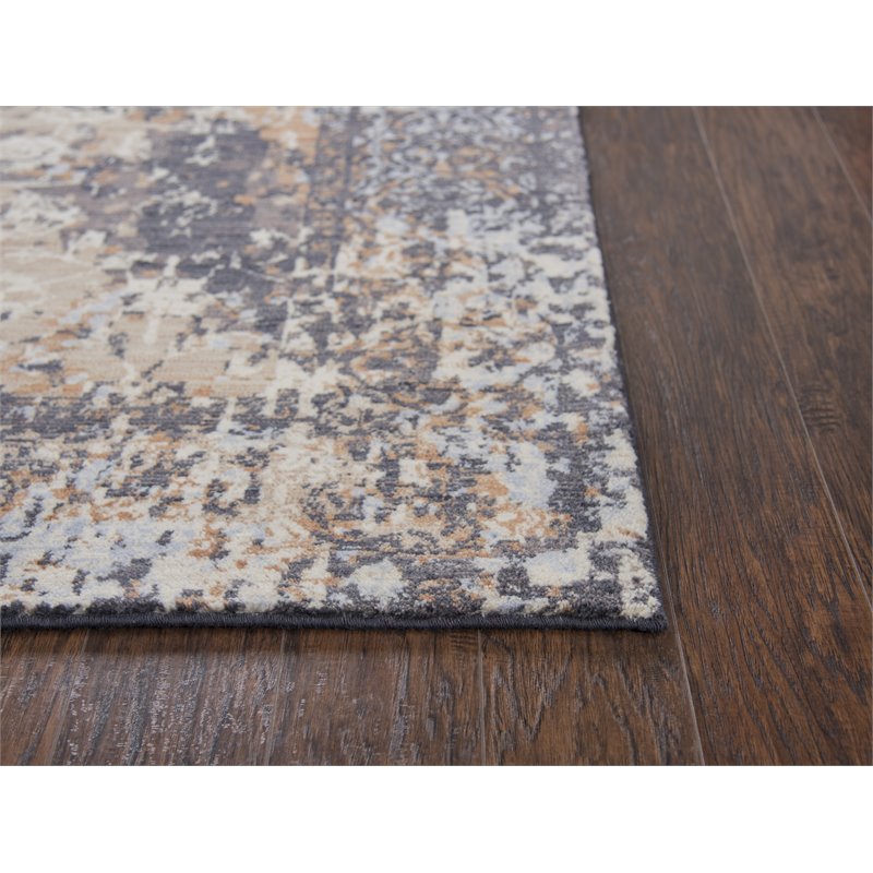 Alora Decor Euphoria 5' x 8' Floral Distress Gray/Gray/Rust/Blue Hybrid Area Rug