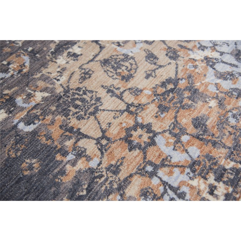 Alora Decor Euphoria 5' x 8' Floral Distress Gray/Gray/Rust/Blue Hybrid Area Rug