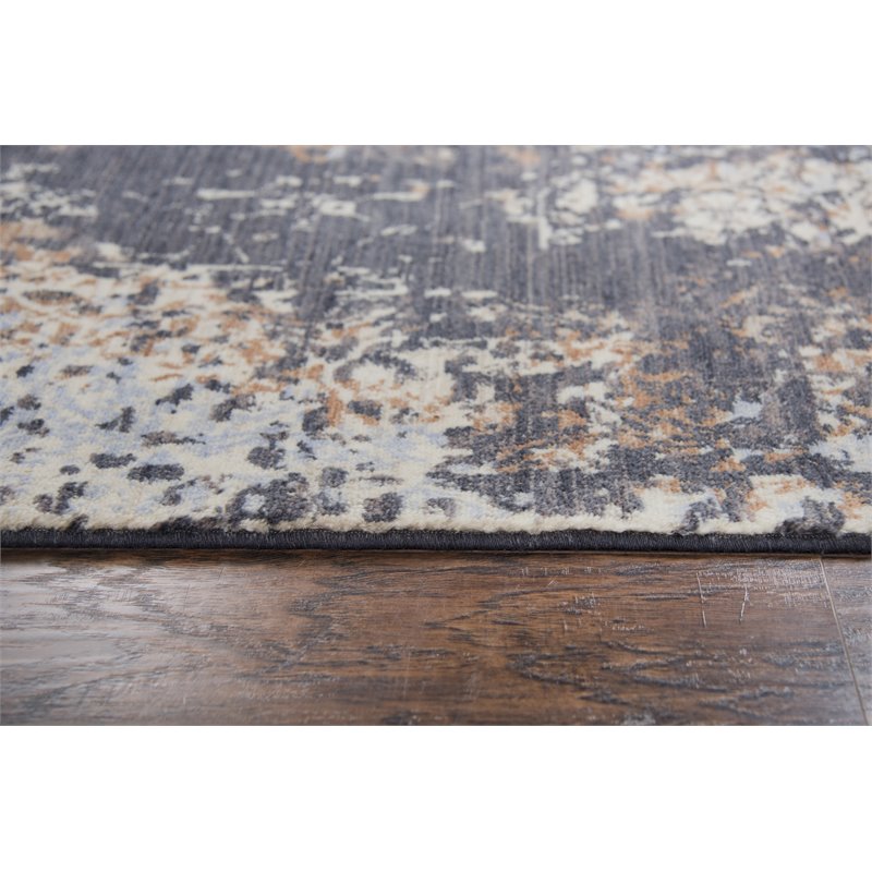 Alora Decor Euphoria 5' x 8' Floral Distress Gray/Gray/Rust/Blue Hybrid Area Rug