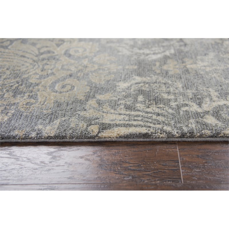 Alora Decor Euphoria 3' x 5' Damask Distress Gray/Gray/Rust/Blue Hybrid Area Rug