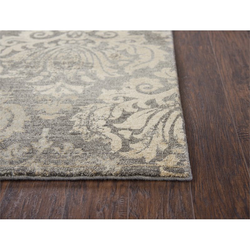 Alora Decor Euphoria 5' x 8' Damask Distress Gray/Gray/Rust/Blue Hybrid Area Rug