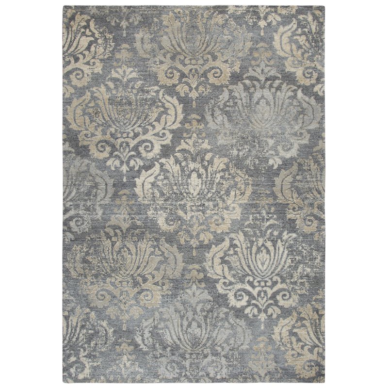 Alora Decor Euphoria 5' x 8' Damask Distress Gray/Gray/Rust/Blue Hybrid Area Rug