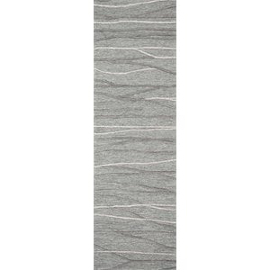 Alora Decor Geneva 2'6&quot x 8' Lines Natural/Ivory Hand-Tufted Area Rug