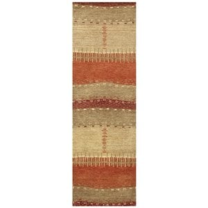 Alora Decor Desert 2'6&quot x 8' Maroon/Tan/Orange/beige Hand Tufted Area Rug