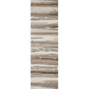 Alora Decor Flare 2'6&quot x 8' Abstract Tan/Beige/Brown Hand-Tufted Area Rug