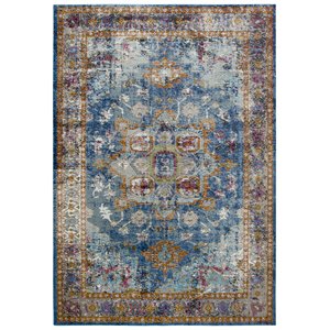 Alora Decor Morocco 3'11&quot x 5'6&quot Blue/Rust/Gold/Cream Power-Loomed Area Rug