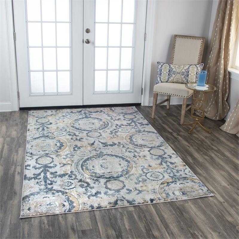alora decor lavish 3'11&quot x 5'6&quot beige/gray/rust/blue power-loomed area rug
