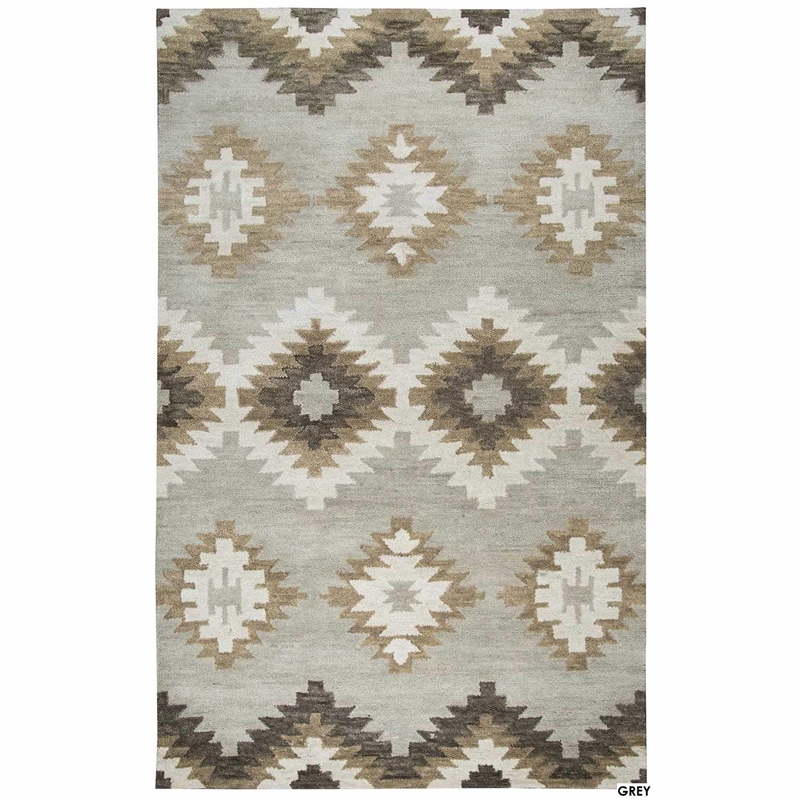 Alora Decor Napoli 8' x 10' Southwestern Motifs Blue/Ivory Hand-Tufted Area Rug