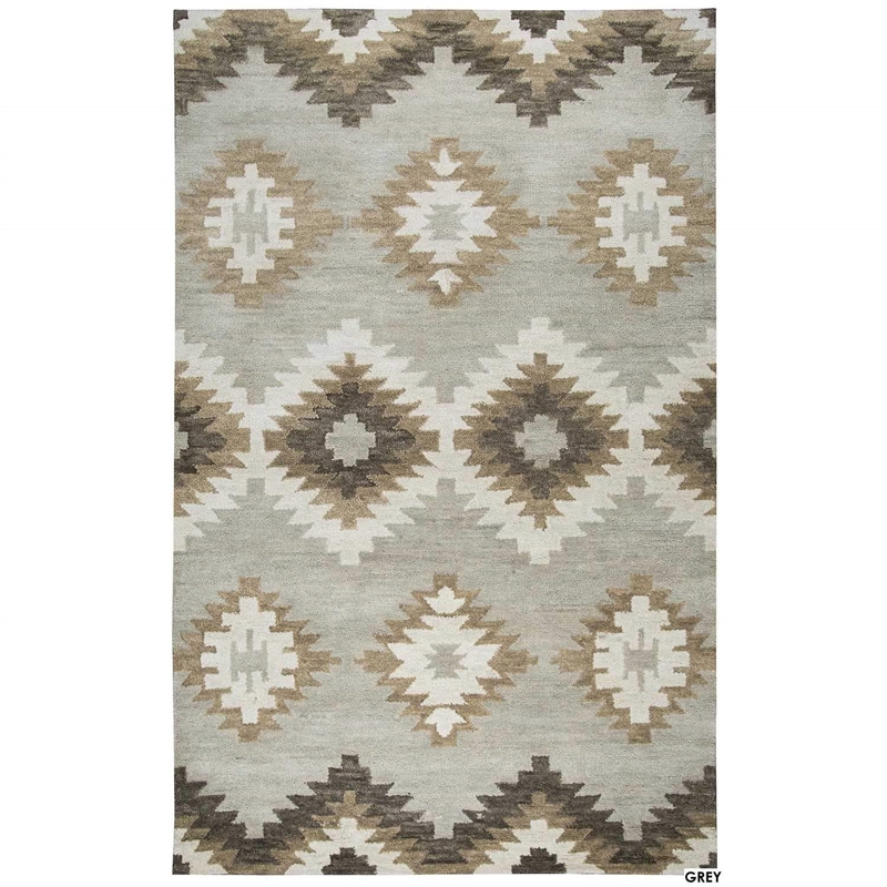 Alora Decor Napoli 5' x 8' Southwestern Motifs Blue/Ivory Hand-Tufted Area Rug