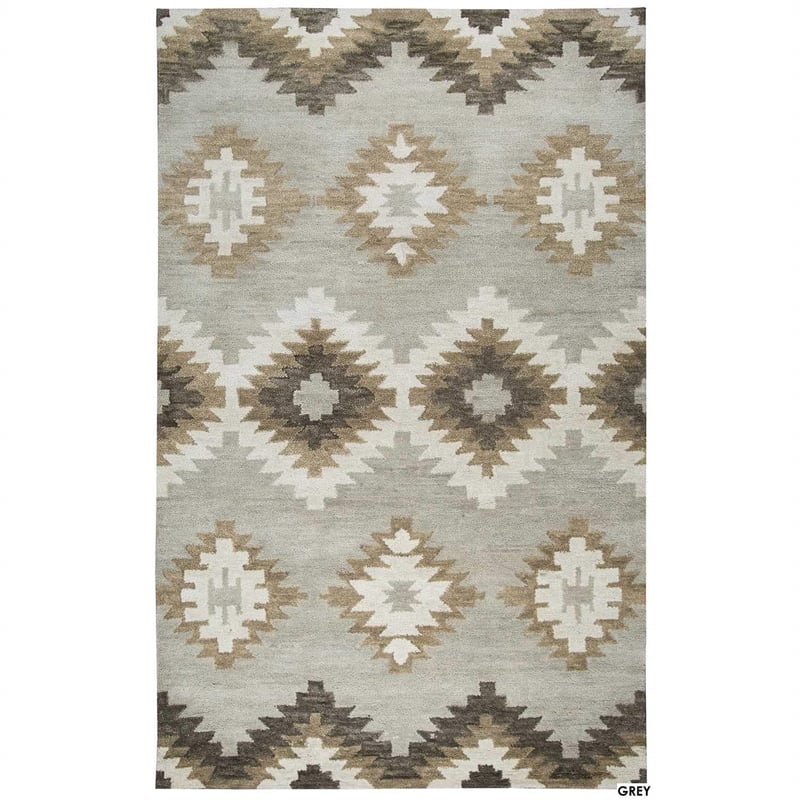 Alora Decor Napoli 5' x 8' Southwestern Motifs Blue/Ivory Hand-Tufted Area Rug