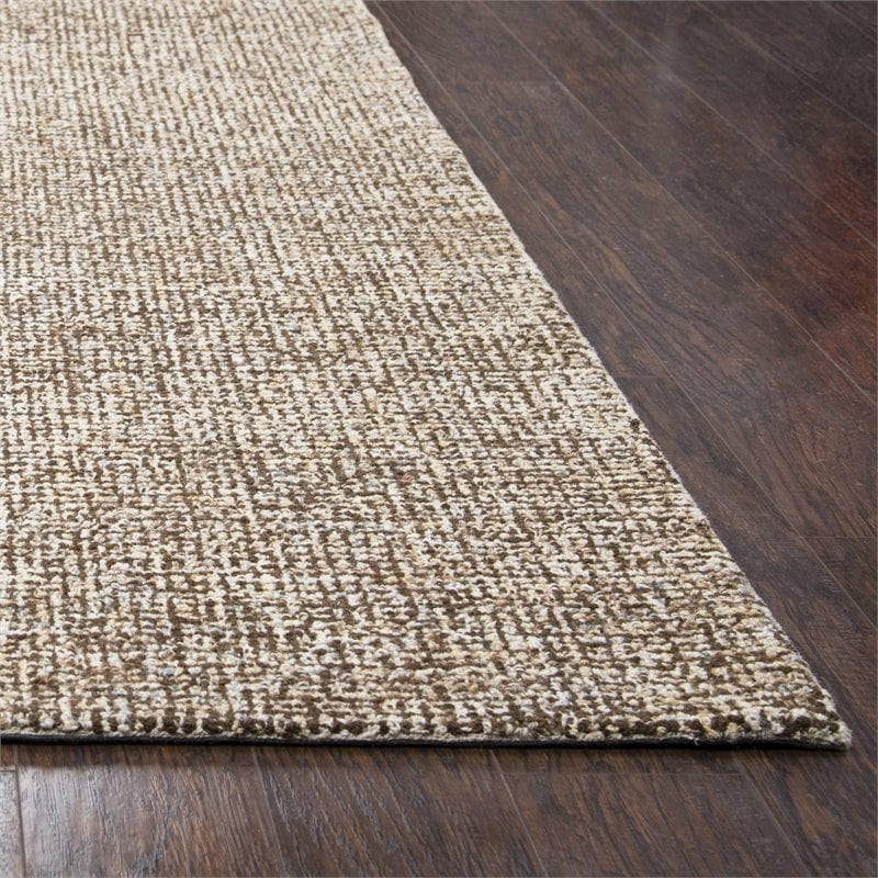 Alora Decor London 3' x 5' Solid Brown/Gray/Rust/Blue Hand-Tufted Area Rug