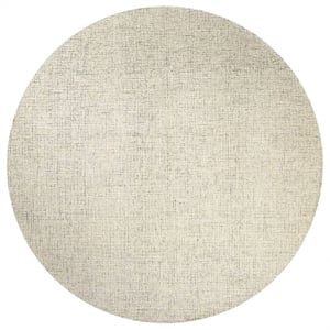 Alora Decor London 8' Round Solid Beige/Gray/Rust/Blue Hand-Tufted Area Rug