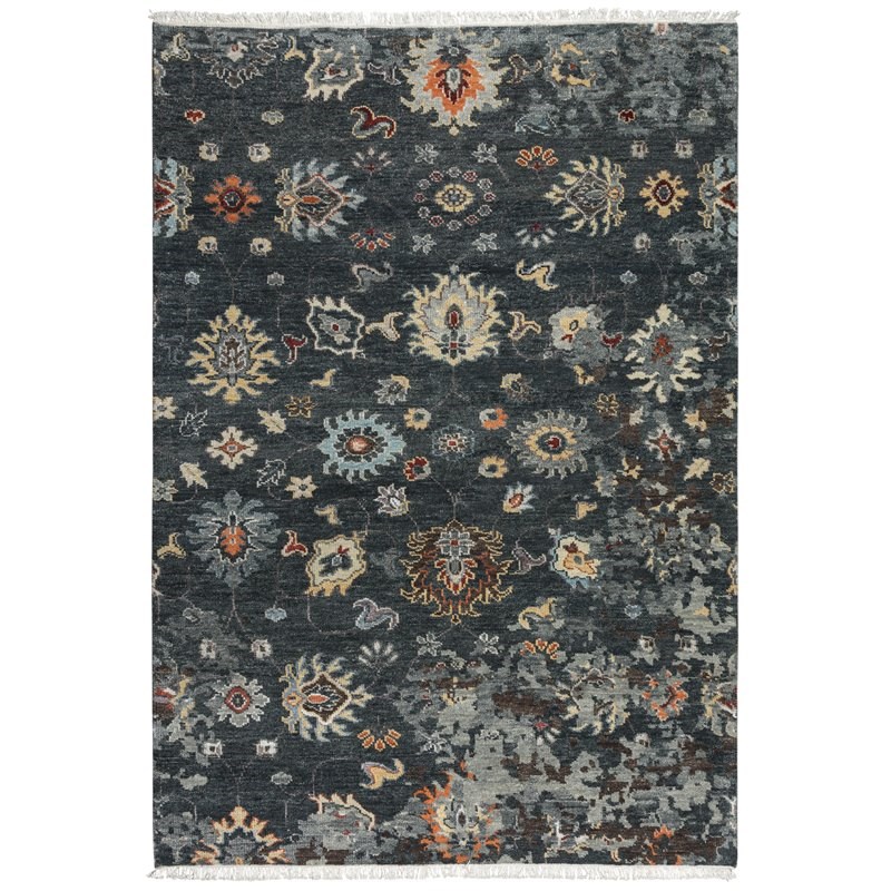 Alora Decor Muse 6' x 9' Charcoal/Black/Blue/Red/Yellow Hand Knotted Area Rug