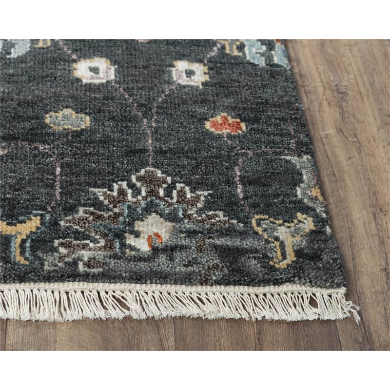 Alora Decor Muse 6' x 9' Charcoal/Black/Blue/Red/Yellow Hand Knotted Area Rug