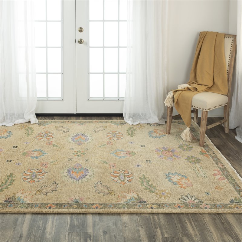 Alora Decor Muse 6' x 9' Beige/Brown/Purple/ Green/ Orange Hand Knotted Area Rug