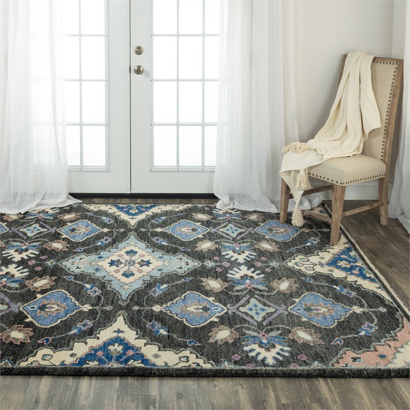 Alora Decor Muse 8' x 10' Charcoal/Gray/Blue/Brown Hand Knotted Area Rug