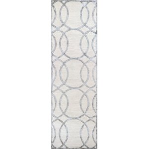 Alora Decor Madison 2'6&quot x 8' Geometric Cream/DK.Gray Hand-Tufted Area Rug