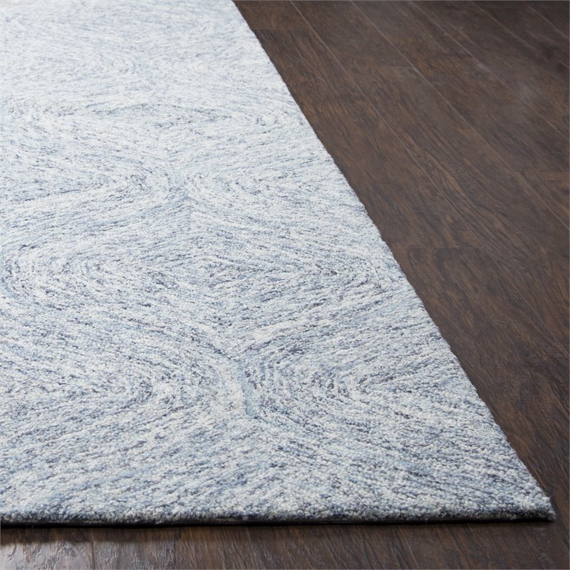 Alora Decor London 3' x 5' Trellis Blue/Gray/Rust/Blue Hand-Tufted Area Rug